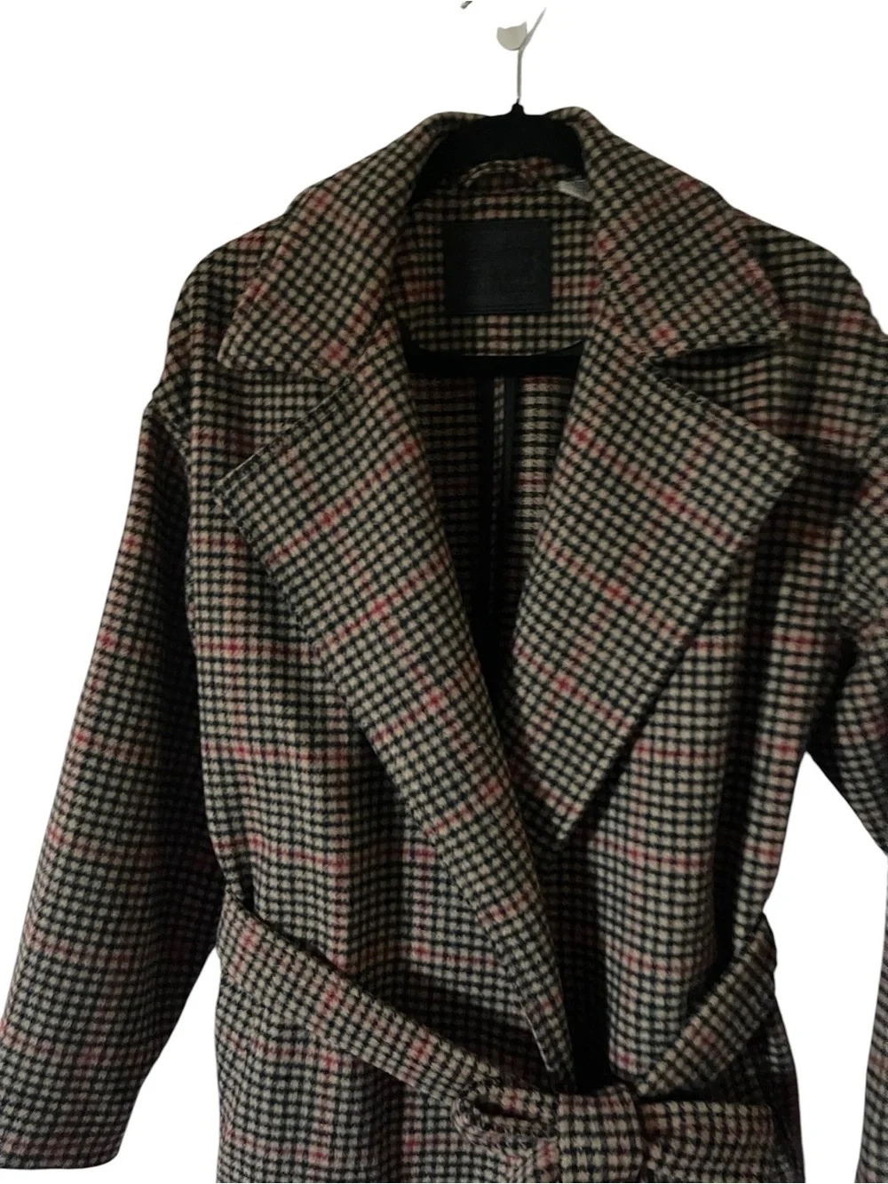 Levi's Multicolor Wool Blend Houndstooth Waist Belted Womens Overcoat Size S